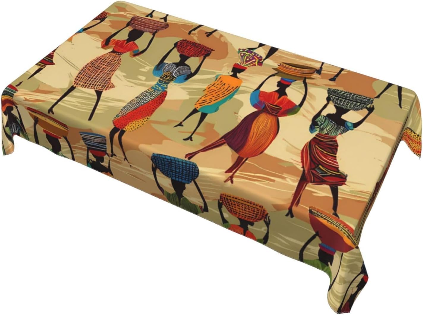 Prostokątny obrus 160 x 240 cm Afryka i Egzotyczny Poliester Obrus Odporny na plamy Ochraniacz na stół 8-osobowy, idealny do kuchni i na imprezy 5697v