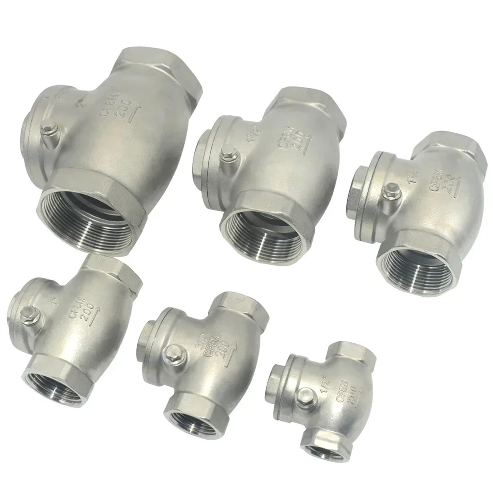 Uyzndkvsi 1-1/2 1/2" 1" 3/4" /4" " 2" Horizontal Non-Return Valve 304 Stainless Steel Swing Check Valve 1 Way Pipe Thread(")