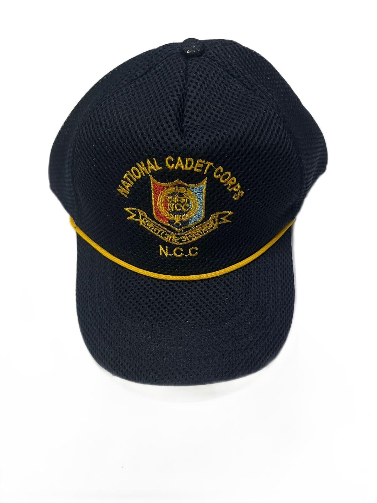 National Cadet Corps Official Mesh Cap, Black with Gold Trim, Embroidered NCC Logo-picture-44