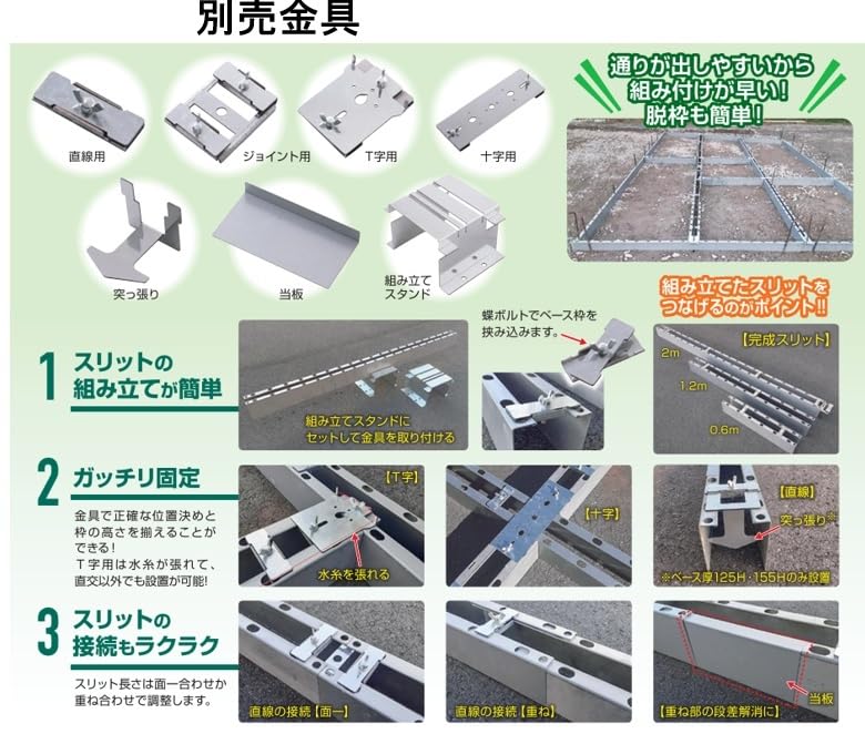 NSP 外構鉄ベース枠 125H 長さ1200mm (8入) 8215034 外構スリット固定金具 外構鉄ベース枠 型枠 駐車場 土
