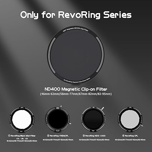 Miniatura 8 de H&Y Filtro ND y 67 72 77 3.228 in 2 en 1 Filtro de densidad neutra variable Filtro VND ND3-ND1000 1.5 a 10 paradas duras para fotografía y