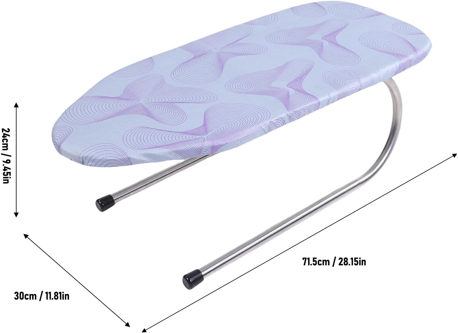Tabletop Ironing Board Stainless Steel Foldable Small Iron Board with Cotton Cover for Dorm Apartment Sewing Crafting Working Stable Structure 30x71.5x24cm