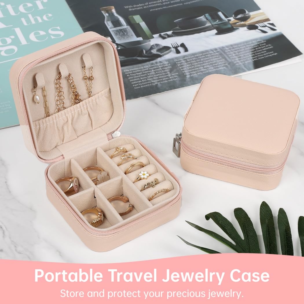 12 szt. mini etui na biżuterię, przenośny organizer na biżuterię, 9,9 x 9,9 x 5 cm, pudełko do przechowywania biżuterii ze skóry PU z zamkiem błyskawicznym, mały uchwyt na biżuterię, na