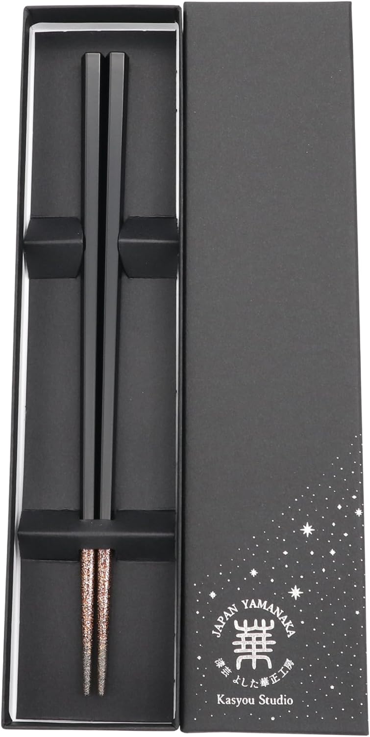 Kasyou Studio URUSHI KENKO chopsticks ( BLACK 8.9 Inch/22.5 cm ) made in japan (Dishwasher compatible) luxury chopsticks reusable japanese style gift set palillos chinos