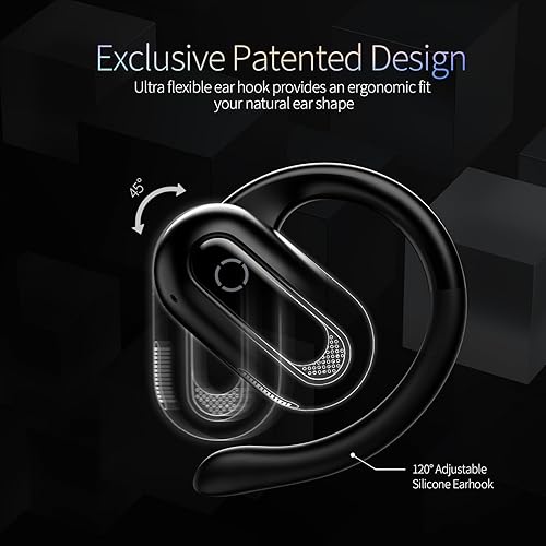 Miniatura 5 de Auriculares inalámbricos Bluetooth 5.3 de oreja abierta, con ganchos giratorios, 55 horas de reproducción, IPX7 impermeables para deportes,