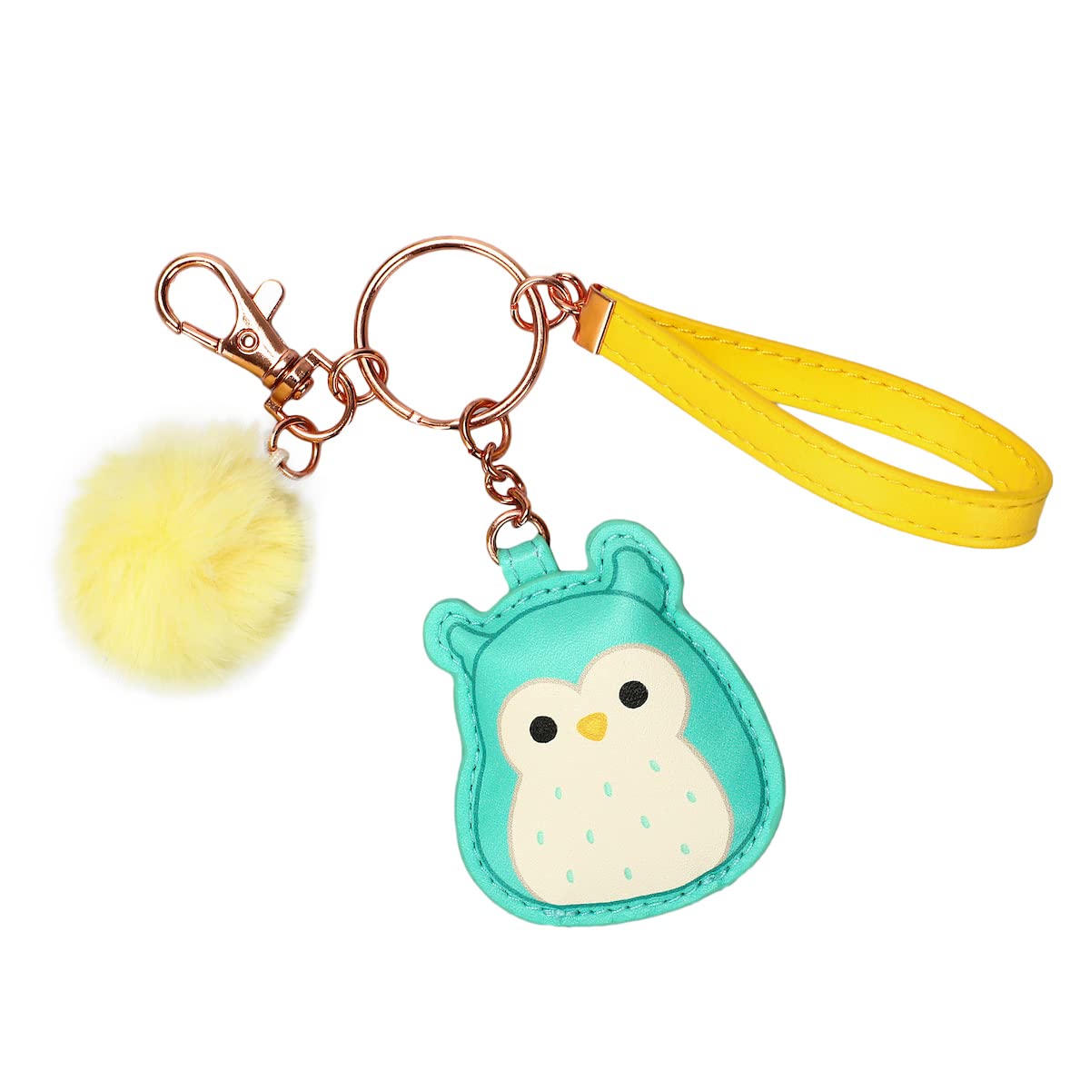 bioworldSquishmallows Winston The Owl & Puff Pom Keychain With Wristlet Strap, Multicolored, OSFA