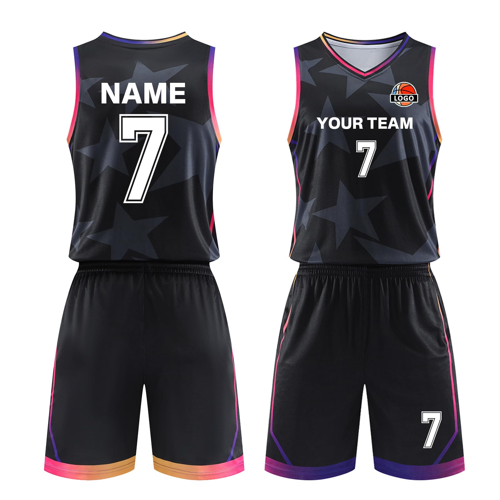 Custom Basketball Uniform Sets with Logo Name Number Team Custom Basketball Jersey Personalized for Men Women Girl Boy