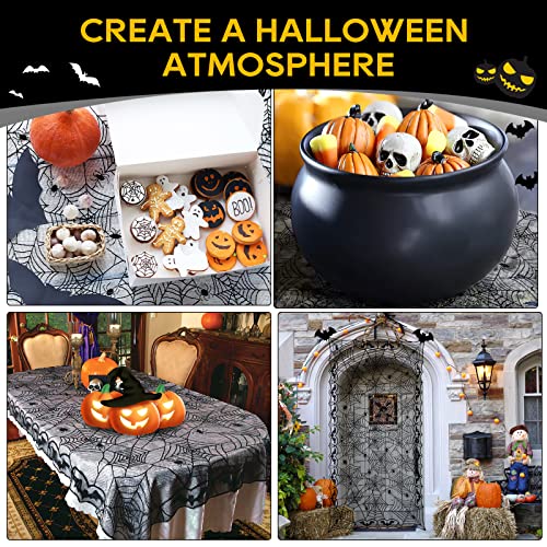 Ezakka Halloween Table Cloth, Spider Webs Tablecloths Black Tablecloth Lace Fabric Table Cloths Spooky Table Cover For Rectangle Tables For Parties Gothic Halloween Home Decorations, 48X96 Inch #TOP1