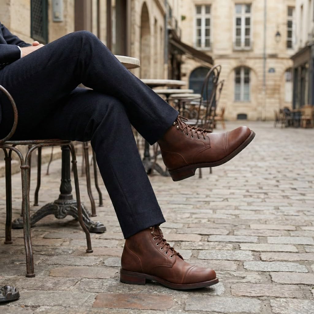 SUREWAY Men's 6" Mid-Top Work Boot - Genuine Leather, Classic Chukka Boots, Lace-Up Ankle Boot - Image 2