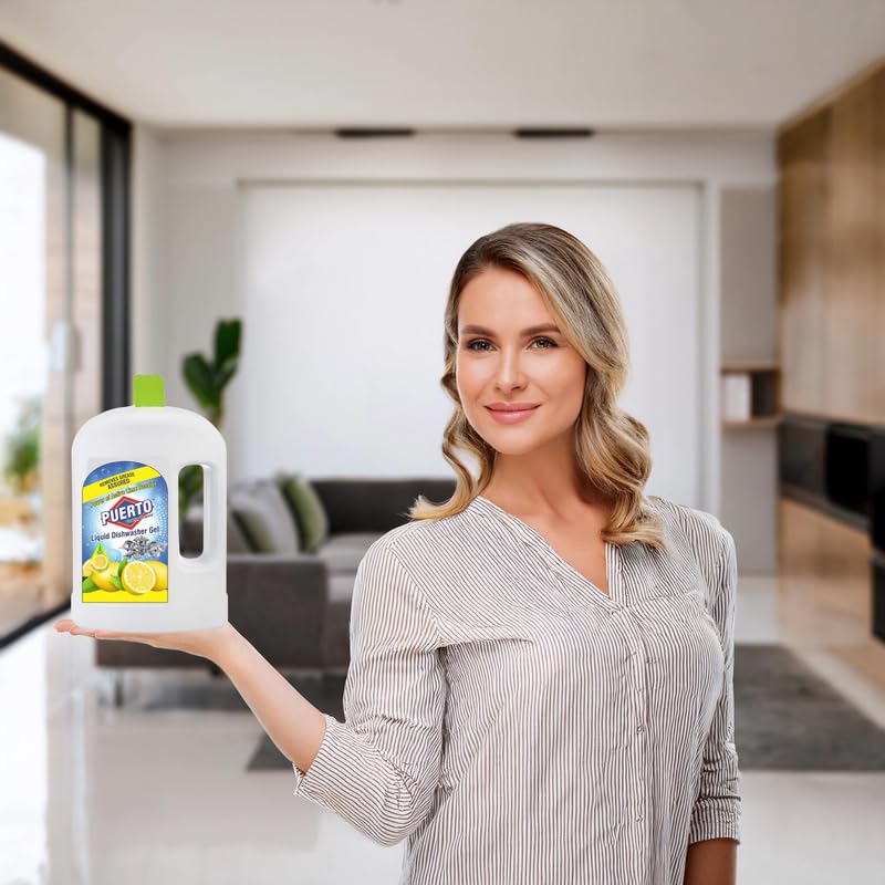 Image of Puerto Dishwash Gel Refill Can, (Lemon) - 2 Ltr (Pack of 1) Refill| Leaves No Residue and foul smell| Grease Cleaner For All Utensils |Super Saver Pack