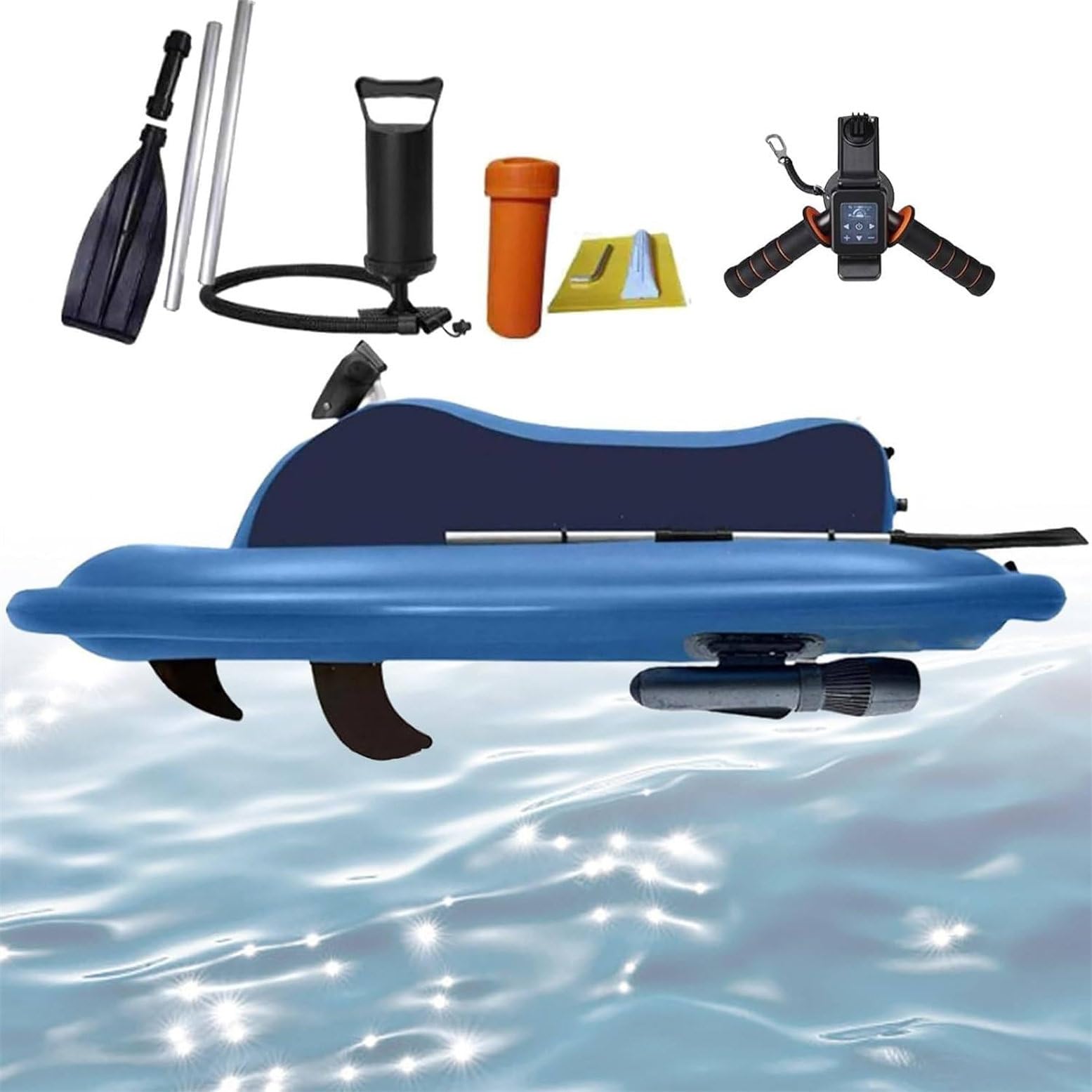 CYMYYDS 2-in-1 Electric Underwater Scooter Jet Ski, Inflatable Motor Boat with 500W Motor and Paddle, 10000mah Battery, Sea Diving Swimming Equipment for Diving, Swimming and Kayaking 16A