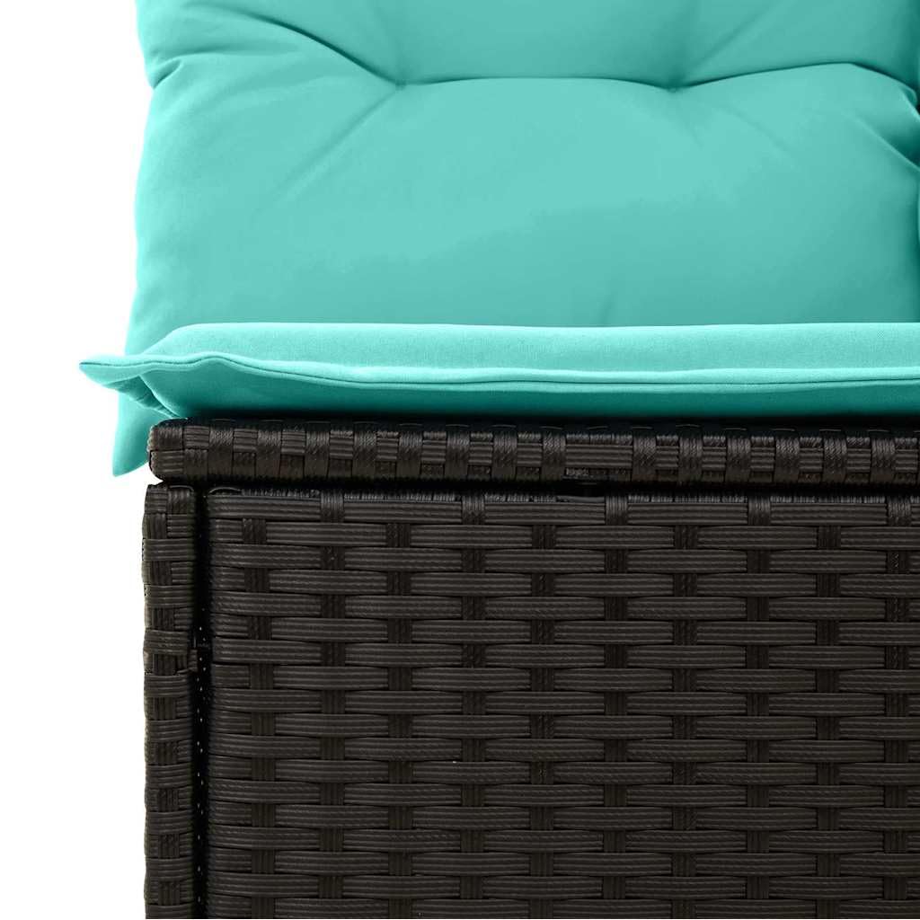 Juego de muebles de jardín de 9 piezas con cojines negros, polirratán modular para 8 personas, incluye mesa de jardín y cojines para terraza, balcón y jardín