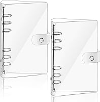 Vista 1 de Zonon Carpeta transparente A6 transparente de PVC suave de 6 anillas, carpeta de presupuesto recargable, cubierta protectora de cierre de botón a