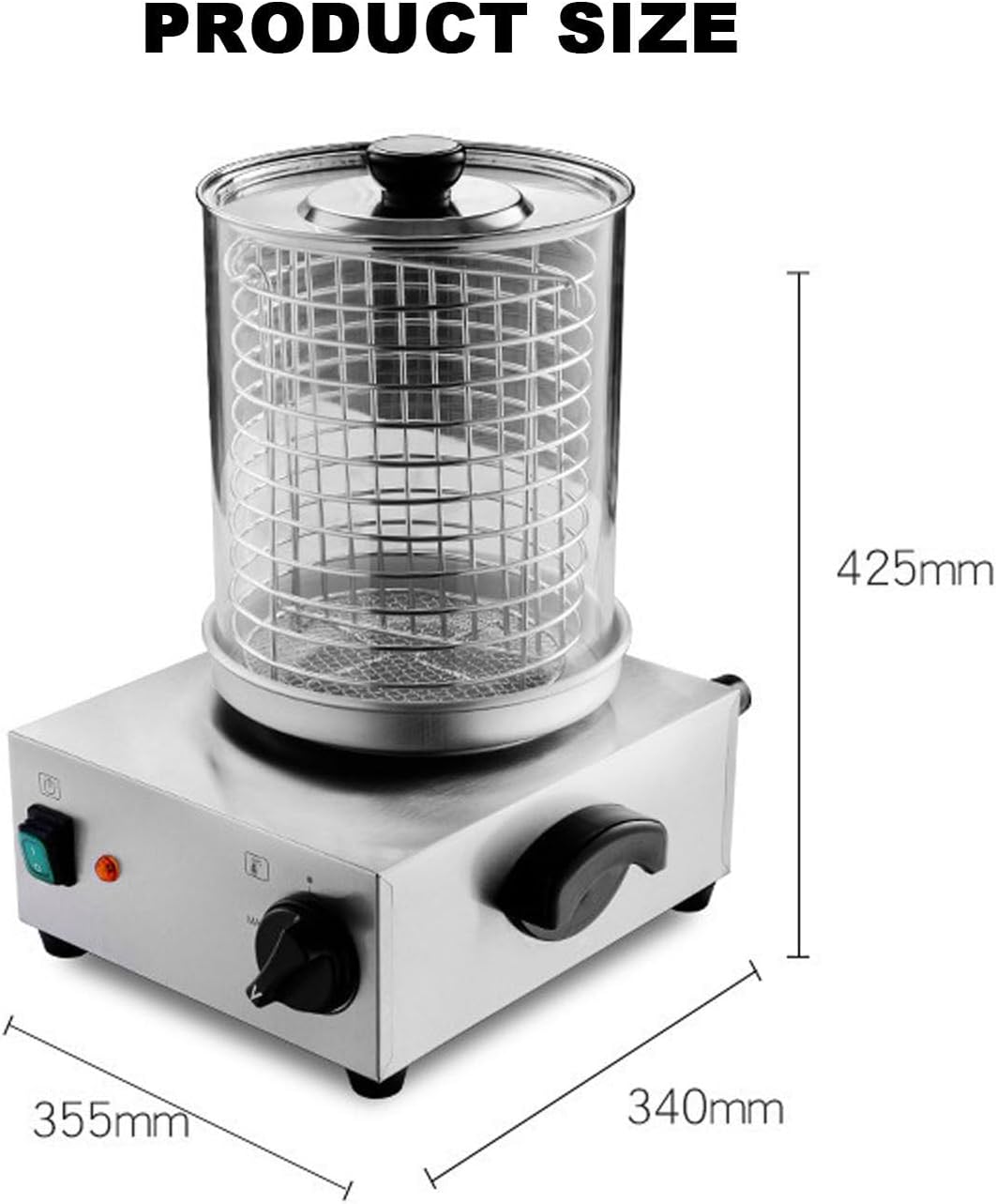 Electric Hot Dog Machine, Stainless Steel Sausage Grill, with Switch for Speed Control, Place 15-20 Sticks at A Time, Bread Can Be Baked On The Heating Rod,Norod,Norod