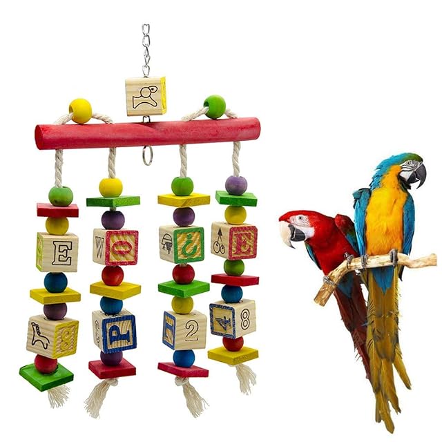Foto 8 de 8 de Juguetes Para Pájaros,Juguete De Loro,Juguetes Para Masticar Pájaros,Columpios Para Loros
