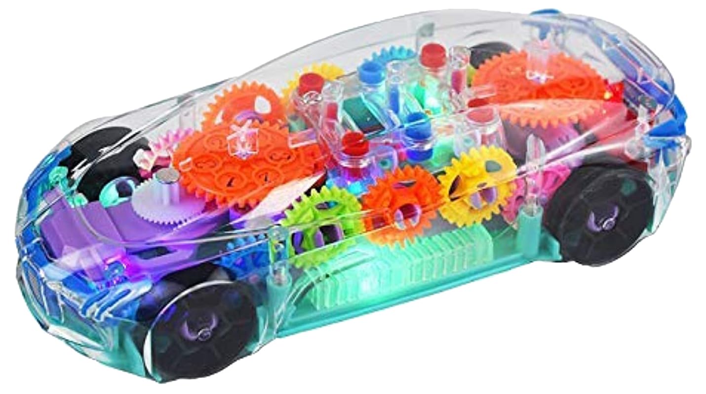 divine man Transparent Concept car 3D Super Car Toy, Car Toy for Kids with 360 Degree Rotation, Gear Simulation Mechanical Car, Sound & Light Toys for Kids Boys & Girls