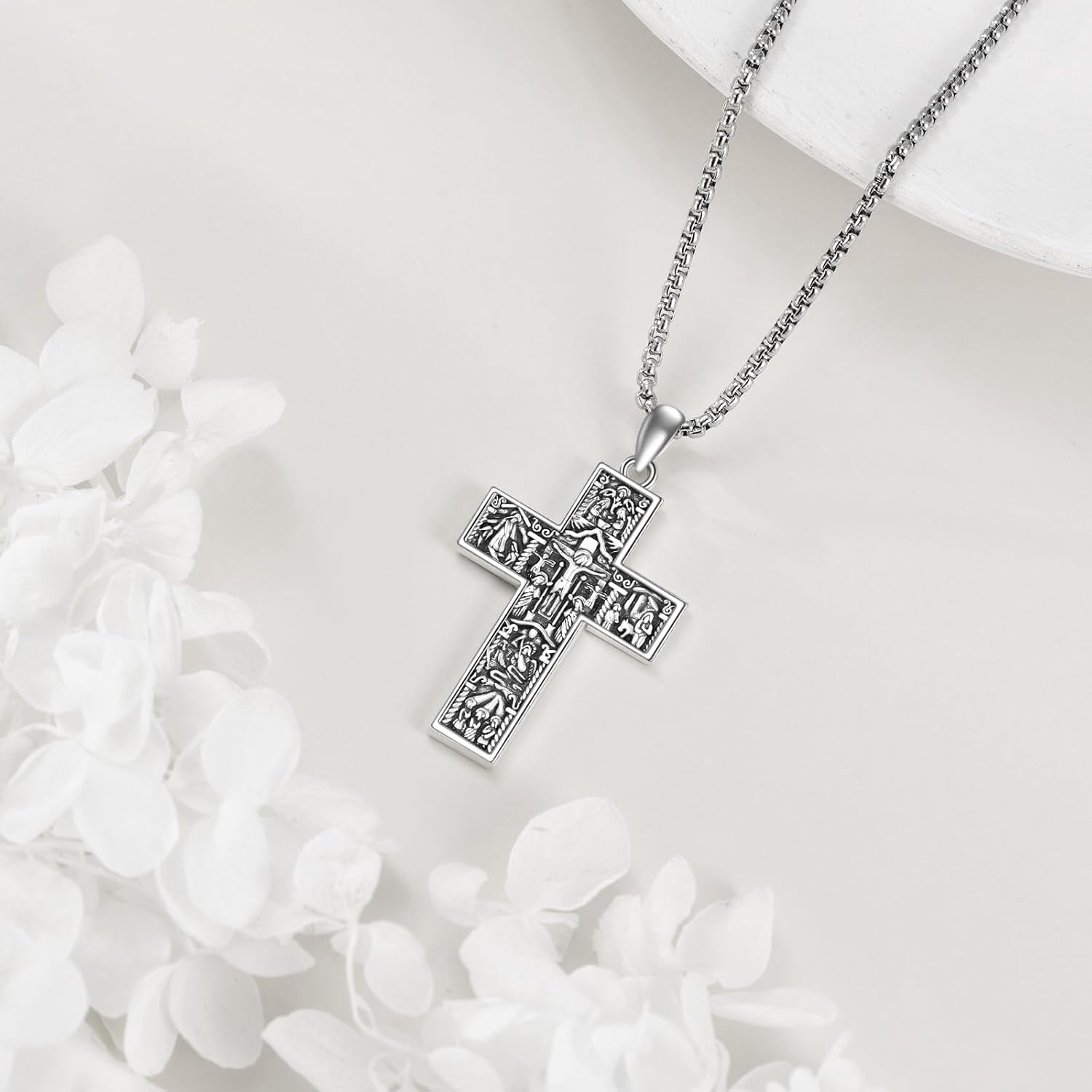 YFN Cross Necklace Sterling Silver Religious Cross Pendant Christians Jewelry Gifts for Women Men - Image 3
