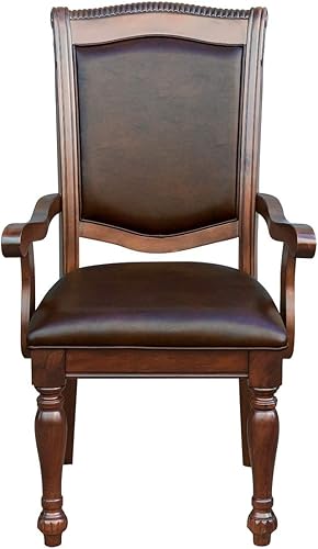 Lordsburg - Juego de 2 sillas con brazos en piel sintética marrón oscuro