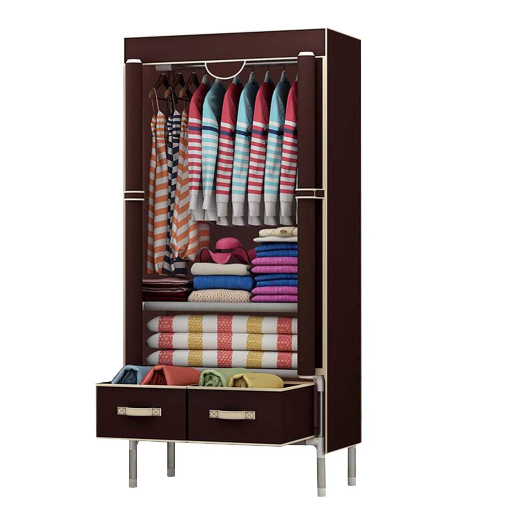 Armario de tela de 75x45x170cm color café armario de ropa portátil
