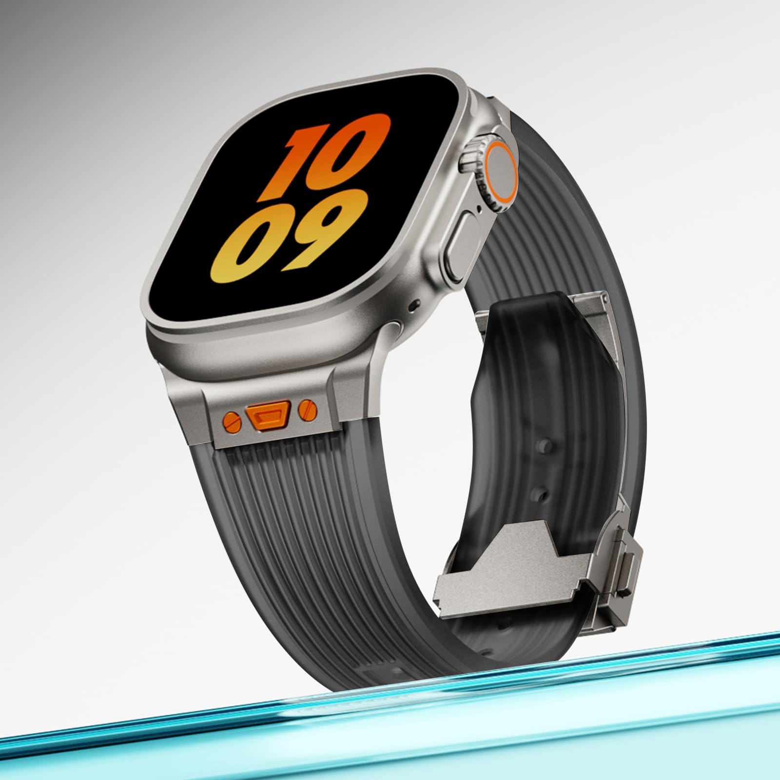 SEURE Transparent Silicone Band Compatible with Apple Watch Band Ultra 49mm 45mm 44mm 42mm For Men,Soft Wristbands Waterproof Replacement Luxury Strap for iWatch Series 9 8 7 6 5 4 SE