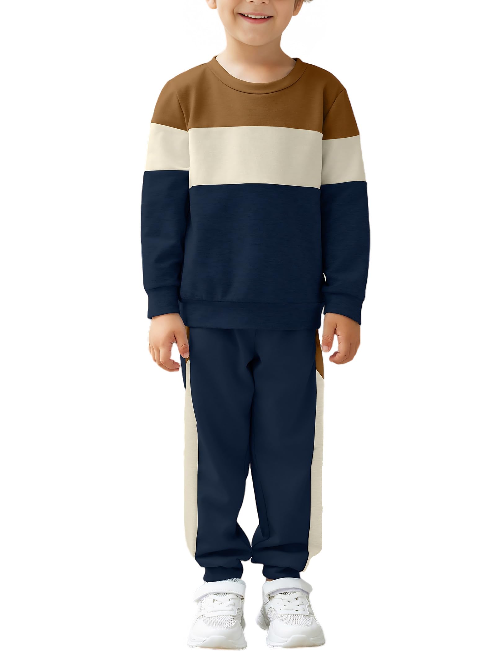 Arshiner Boys Clothes 2 Piece Pants Set Color Block Sweatsuits Fall Outfits