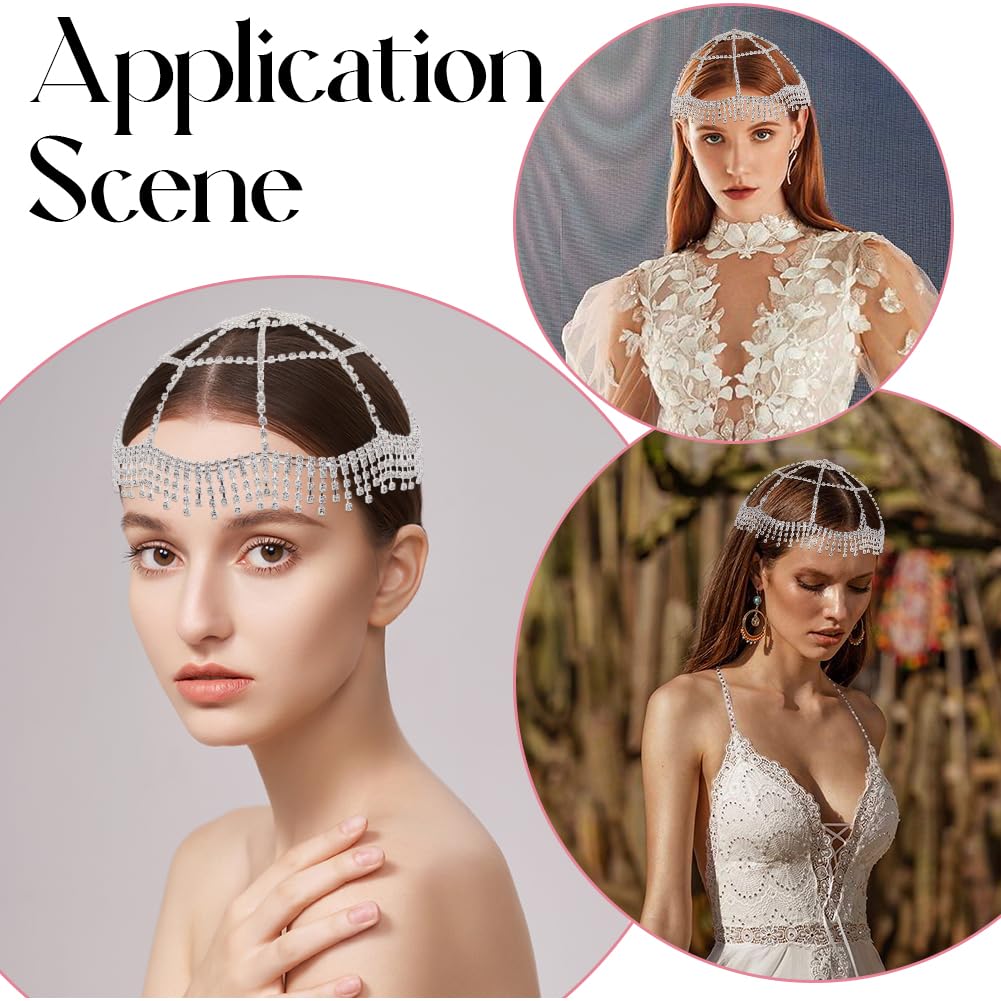 NICENEEDED Copricapo con Cerchio per Capelli In Cristallo di Serpente, Gioielli Sulla Fronte Della Catena Della Testa di Strass, Accessori per Capelli Tiara Da Sposa Da Sposa per Festa di