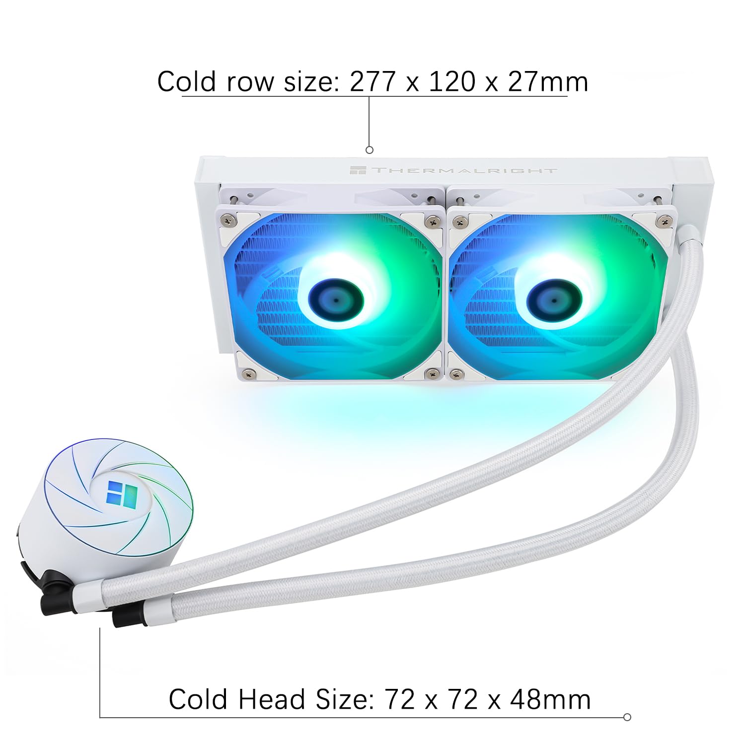 TR-Thermalright AQUA ELITE 240 Bianco ARGB Liquid CPU Cooler, 240 mm Aio Cooling, doppia ventola PWM Low Noise-ARGB, per AMD AM4/AM5, Intel LGA1851/1700/115x/1200/2011(bianco)