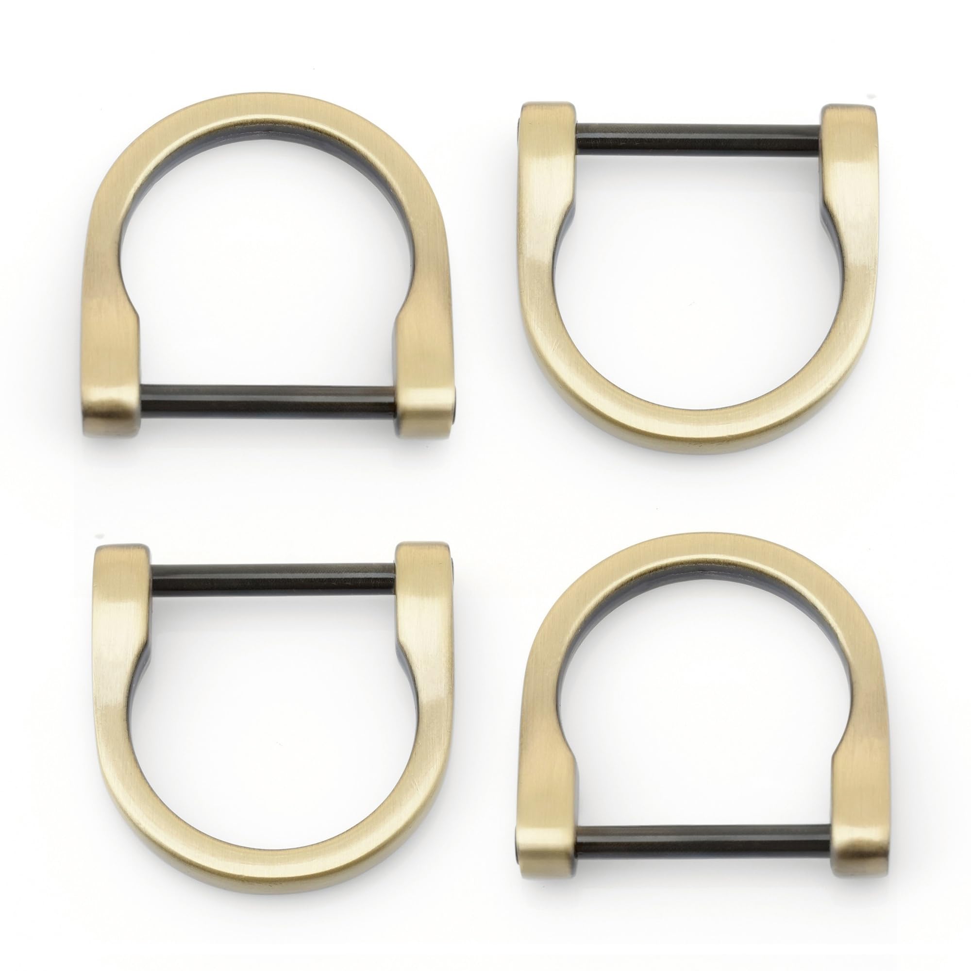 CRAFTMEMORE D-Rings Screw in Shackle Horseshoe D Ring DIY Key Holder Purse Accessories for 1 Inch Strap 4 Pack(Brushed Brass)