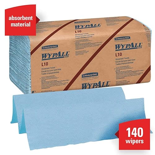 Miniatura 3 de WYPALL 05123 L10 - Toallas para parabrisas con bandas, papel de 1 capa, azul, 9.1 x 10.25 pulgadas (224 toallaspaquete, 10 paquetescaja)