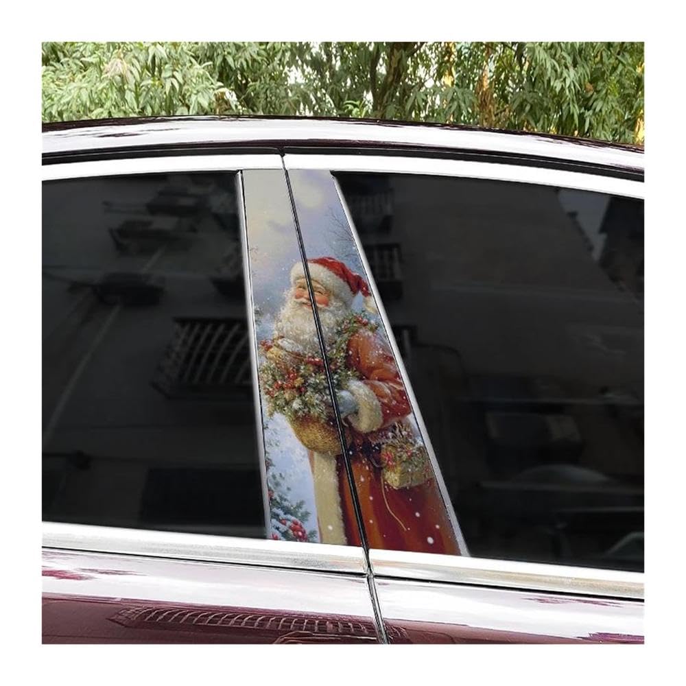 Decorative Items 2pcs Santa Claus Car Center Column Sticker DIY Car B-Pillar Decorative Stickers(G)