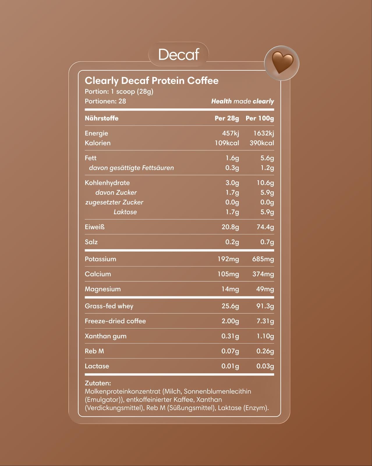 Clearly Protein Eiskaffee Pulver - Protein Iced Coffee mit 100% kolumbianischem Kaffee - 21g Eiweiß pro Portion - Zuckerfrei - 28 Portionen - 784g - Chocolate