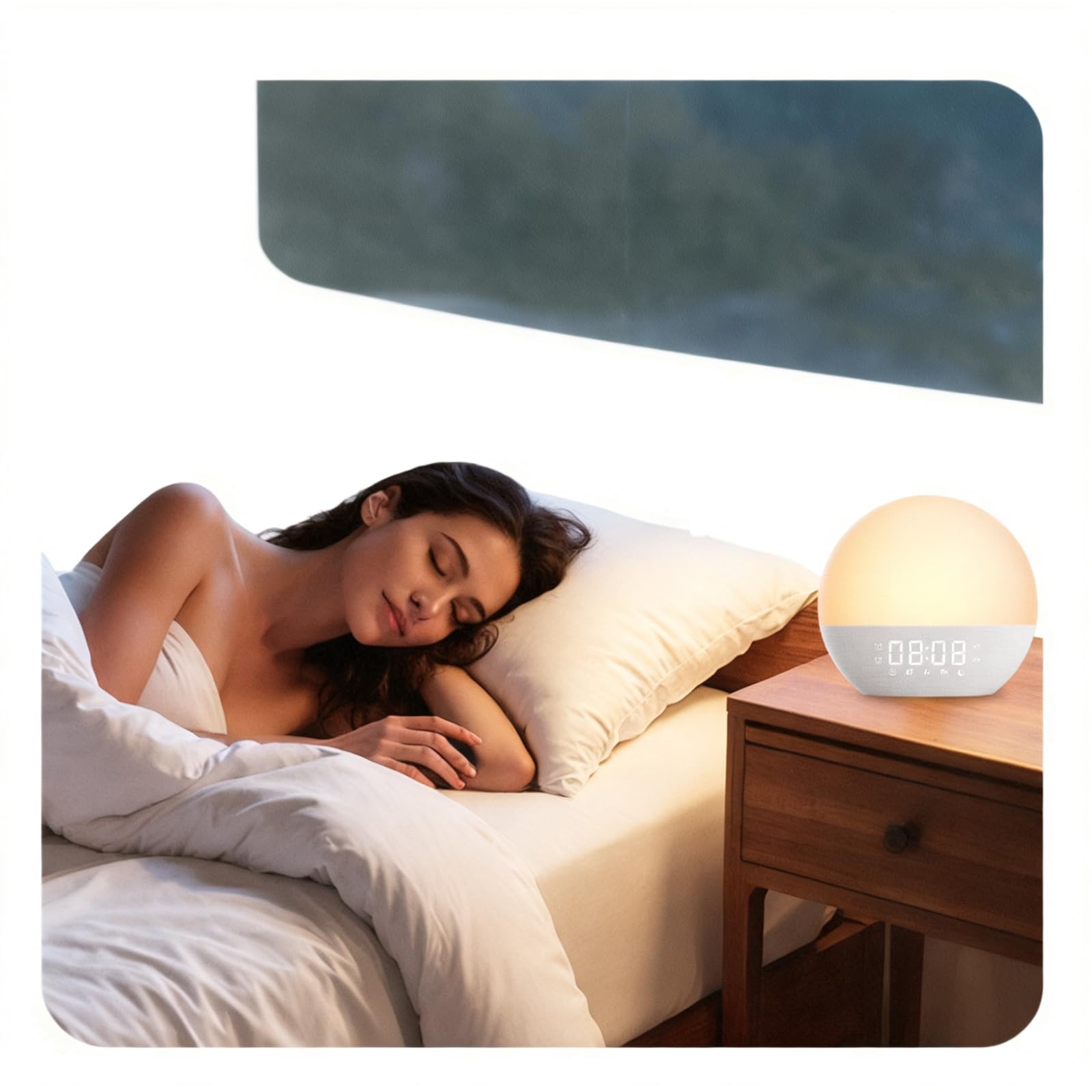 Reloj Despertador con luz de Amanecer, lámpara de Noche para