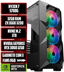 PC GAMER TITAN AMD RYZEN 7 5700G/32GB RAM/NVME 1TB/NVIDIA RTX 3060 12GB/GABINETE 3 FANS RGB