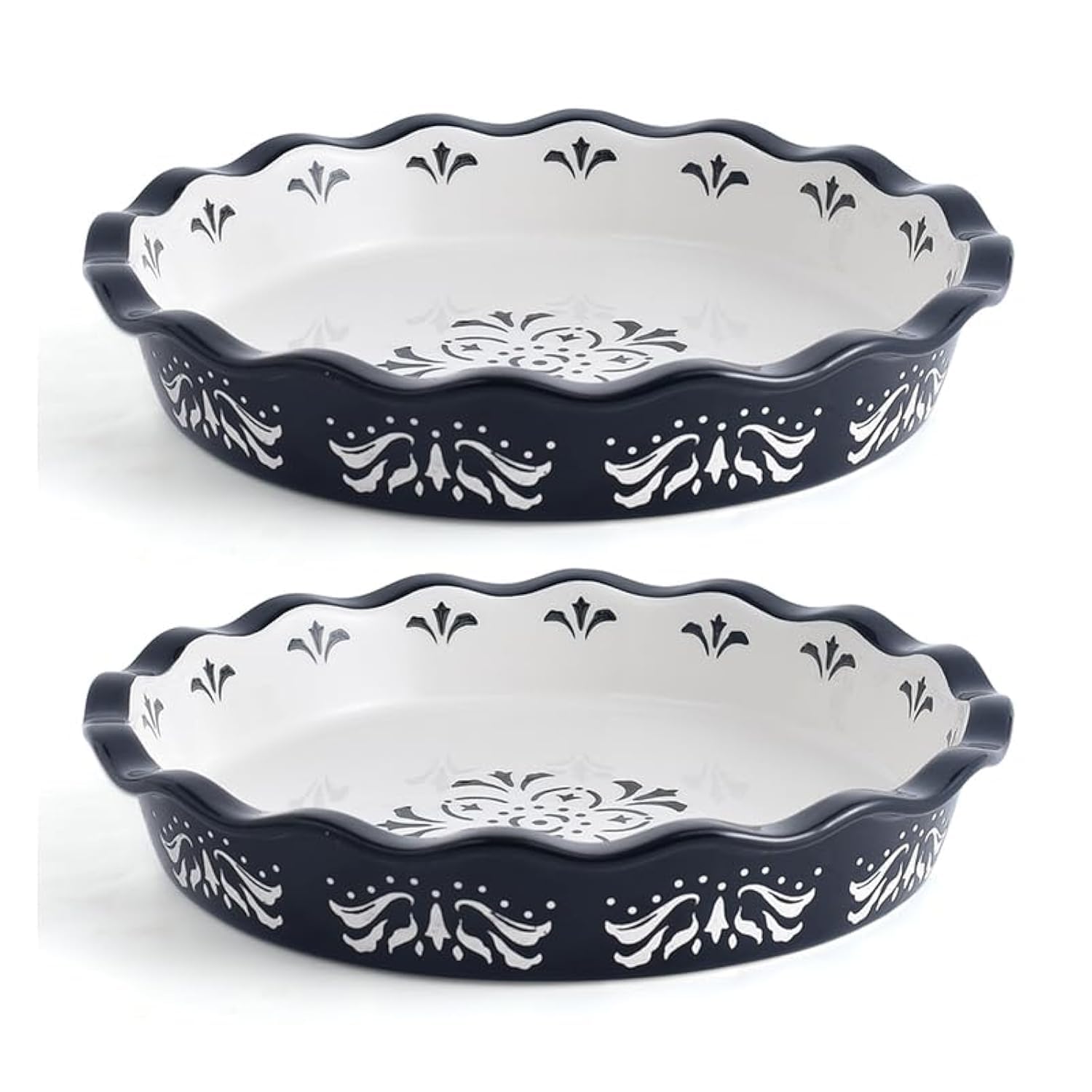 Original HeartStoneware Pie Plate, 9 inch Deep Dish Pans, Nonstick Baking Dish, Set of 2, Black