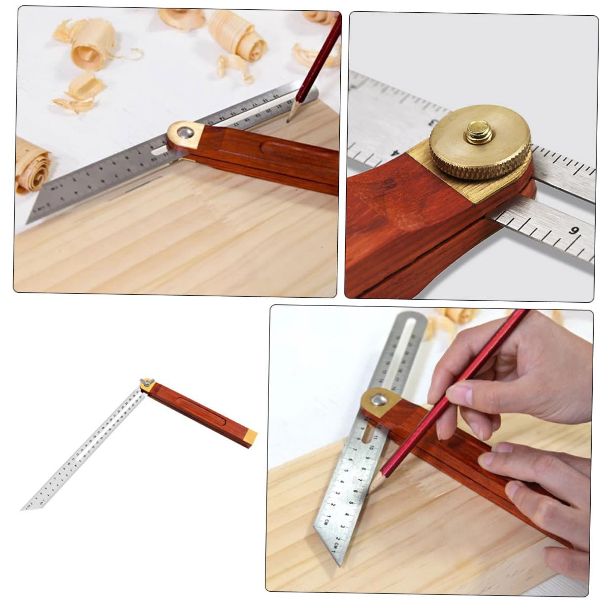 UKCOCO 5pièces Règle à Onglet Multi-angles Équerre Ajustable Outil De Mesure Flexible Et Précis Pour Menuisiers Et Bricoleurs Degrés Design Combiné Durable Et Pratique