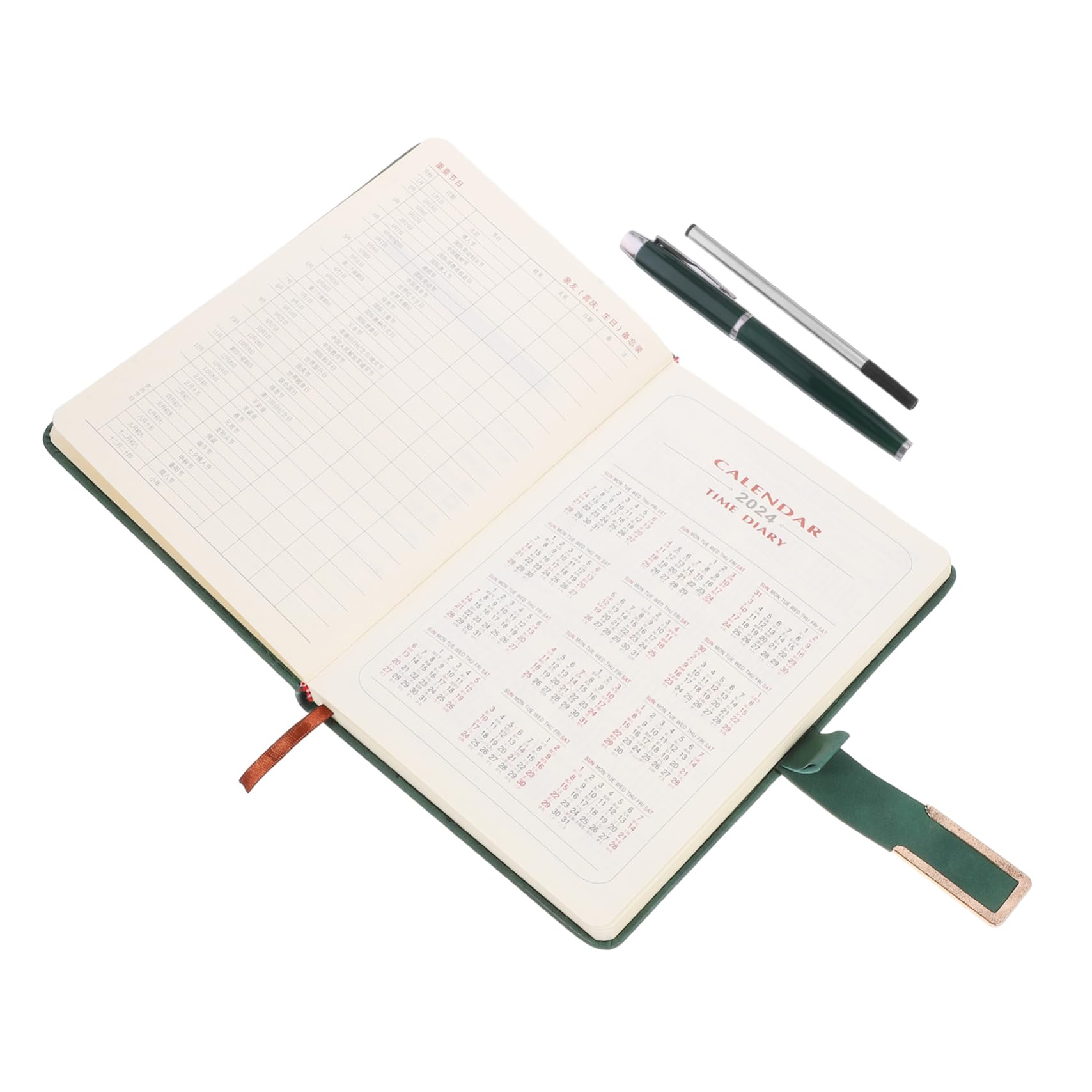 Cahier A5 Rétro Vert en Pu, 1 Set avec Stylo, Bloc-notes