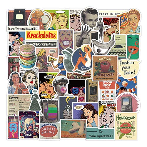 JIANGER Retro Stickers 100PCS Movie Stickers Vintage Stickers Vinyl Waterproof Stickers for Kids Teens Adults Laptop Water Bottles Skateboard Guitar Decorations