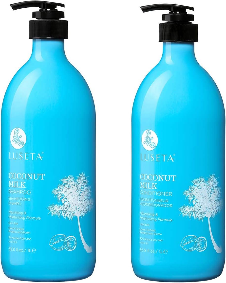 Luseta Coconut Milk Shampoo & Conditioner, Nourishing & Moisturizing Hair, Sulfate & Paraben Free, Keratin & Color Safe, 33.8oz Each