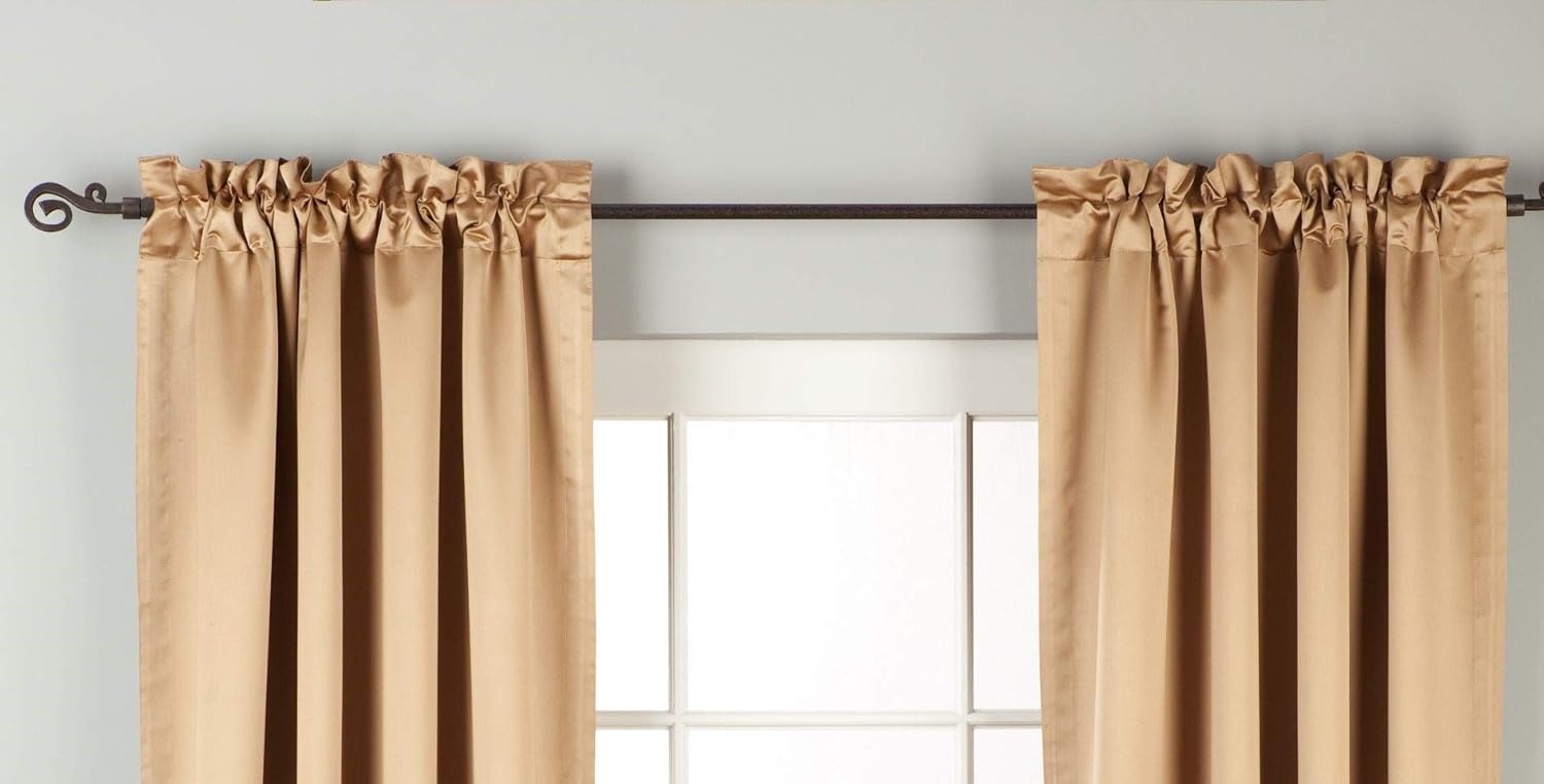 Indian Selections Lined-Taupe Rod Pocket 90% Blackout Cafe Curtain/Drape - 50W x 24L - Piece