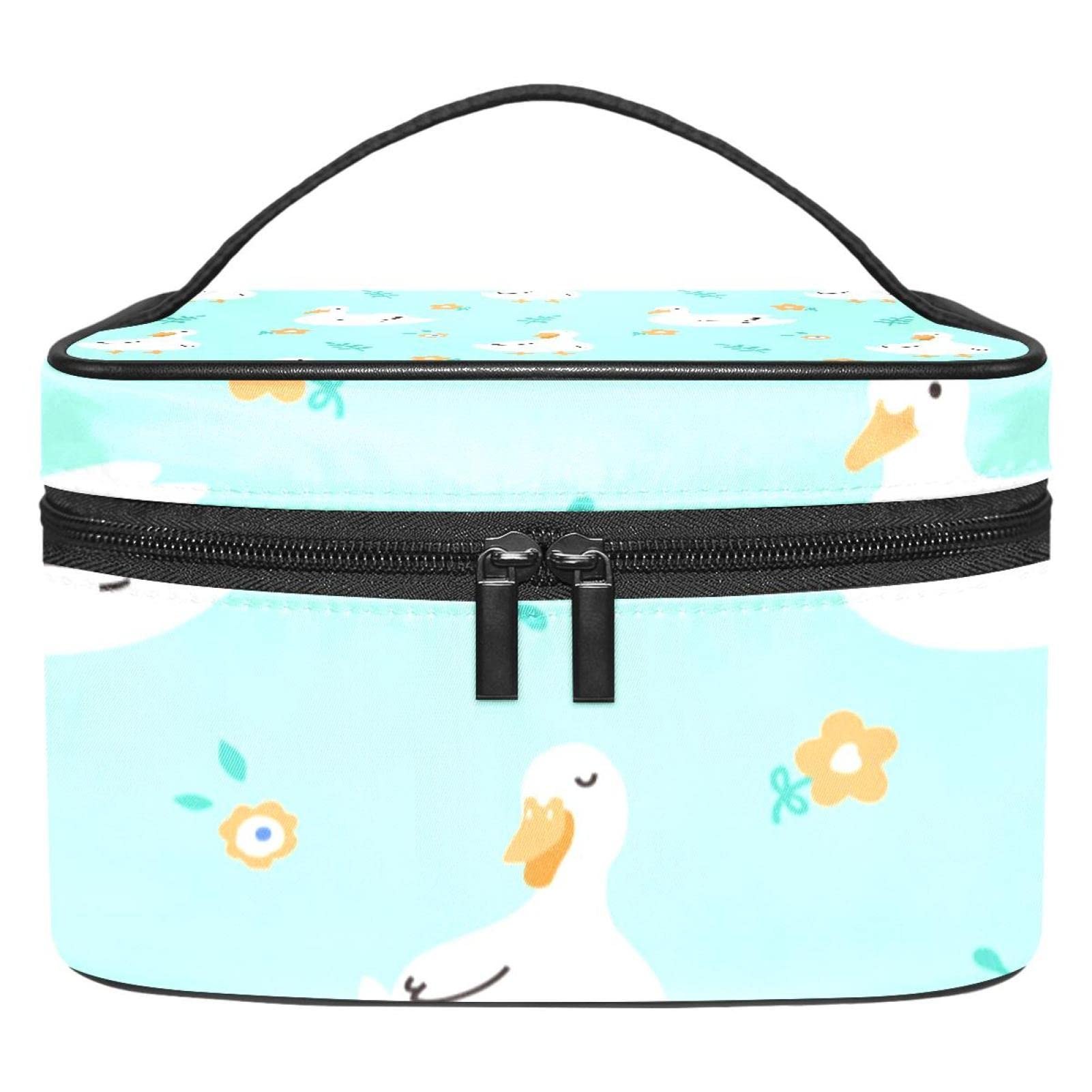 Pochette de maquillage grand format canards et fleurs avec double zip robuste - 8