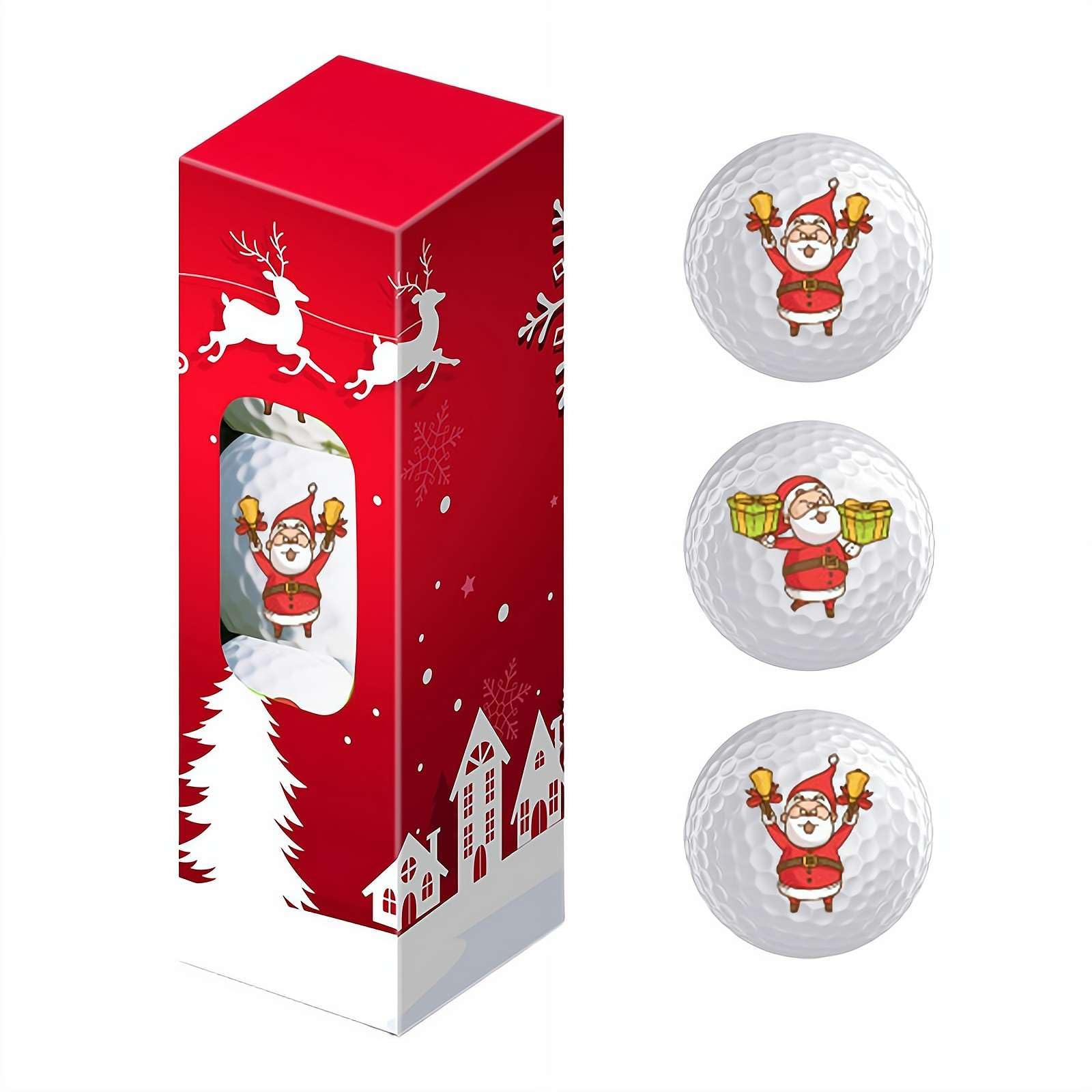 Lot de 3 balles de golf amusantes de Noël, fantaisie, balle colorée, accessoires de golf amusants et mignons pour papa, homme, femme, amateurs de golf, une unité de taille standard