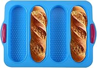 Vista 10 de Non-Stick Silicone Perforated French Bread Pan with Steel Frame, Perfect for Creating a Crisp, Golden-brown Crust, Baking 4 Waves Loaves Each Loaf