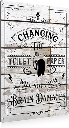 Cartel de metal divertido para pared de papel higiénico con texto en inglés "Changing The Toilet Paper" para baño, baño, decoración del hogar,