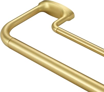 Double Curtain Rods, Wrap Around Curtain Rod for Windows, Internal Splicing 1 Front and 5/8 Back Adjustable Curtain Rod with Aluminum Finials and Brackets Brass, 28-120"
