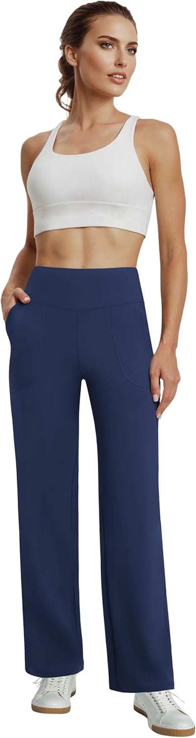 Dress Pants Women Wide Leg, High Waist Stretchy Work Pants Pull On Business Casual Slacks with Pockets - Image 7