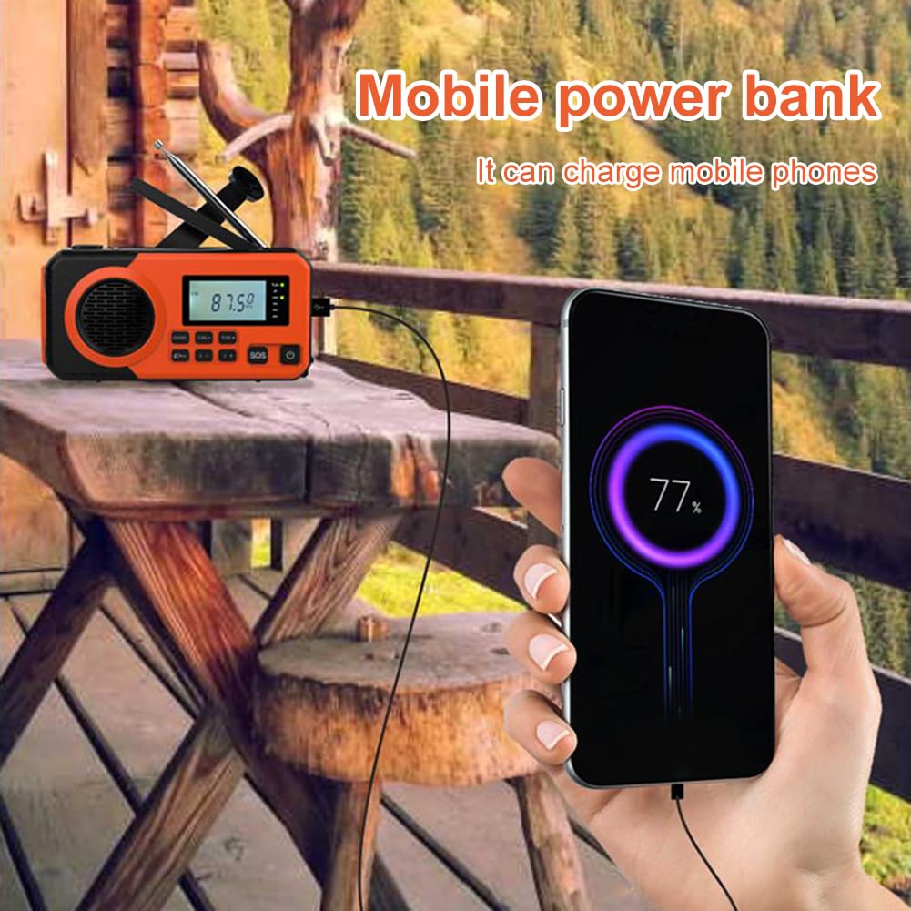 Radio Portatile Piccolo AM FM, Radio d'Emergenza con Manovella, Radio AM/FM/SW con Torcia, Allarme SOS, Pannello Solare, Perfetta per Uso Interno, Esterno e Situazioni di Emergenza