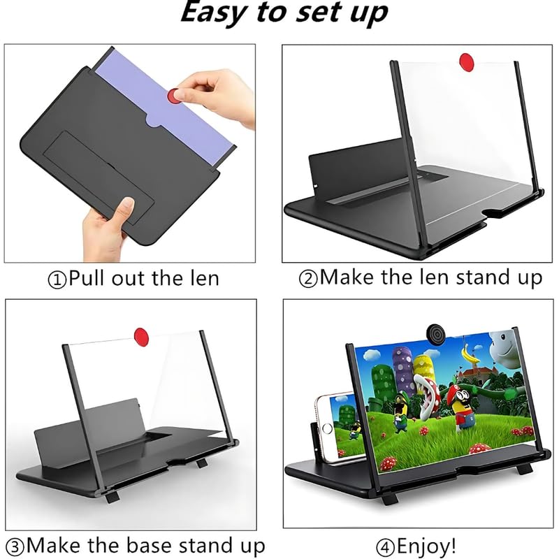 Image of Drumstone (๐๐ข๐ฆ๐ข๐ญ๐๐ ๐๐จ๐๐๐ฒ) 12 Inch Mobile Screen Magnifier for Viewing, Compatible All Phones for Movies, Reading, Video Watching at Home or Travel (Black) ๐๐ ๐๐๐๐ซ๐ฌ ๐๐๐ซ๐ซ๐๐ง๐ญ๐ฒ