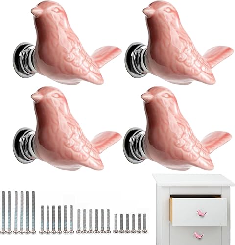Miniatura 9 de Pomos de cerámica con forma de pájaro para puertas y cajones, pomos para muebles y cocina, tiradores para armarios con tornillos, paquete de 6