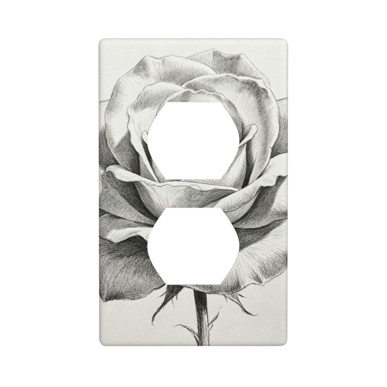 Sketch Rose Art Decorative Switch Plate Cover-Unbreakable Polycarbonate Wall Plate for Home Office, 1 Gang with Screws