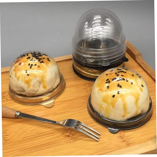 Miniatura 5 de Caja de embalaje Mini contenedor para tartas Mooncake Dome Box Muffin Pod Holder Plástico transparente individual con base negra, 50 unidades